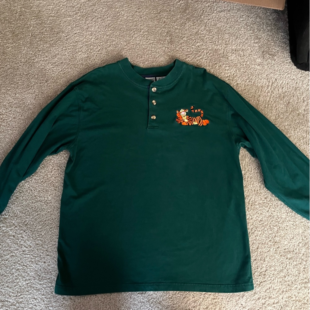 Vintage Disney Tigger Green Rugby Shirt   Long  Sleeve Men’s  100% Cotton